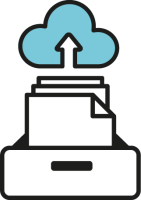 Picto d'un archivage de documents avec nuage cloud