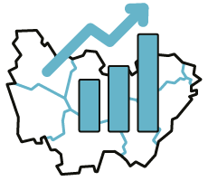 picto d'une carte de Bourgogne Franche-Comté avec un picto de statistiques